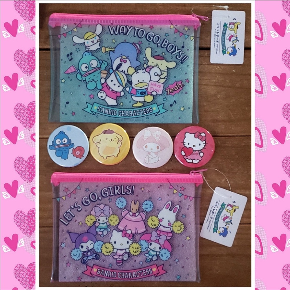 Sanrio Pink and Blue zip up bags
